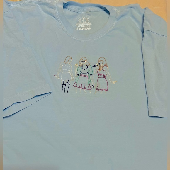 Taylor Swift 1989 eras tour Embroidered light blue T Shirt - Picture 1 of 3